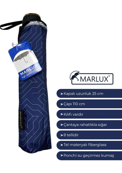 Modern Çizgi Desenli Yarasa Model 8 Telli Rüzgara Dayanıklı Manuel Şemsiye MARLUX391R02 indirimleri