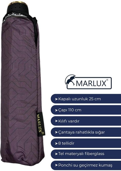 Modern Çizgi Desenli Yarasa Model 8 Telli Rüzgara Dayanıklı Manuel Şemsiye MARLUX391R03 indirimleri