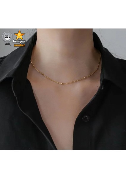 316 L Paslanmaz Gold Dorika Zincir İnce İtalyan Kadın Çelik Kolye 45 cm - HMÇK-0053 modelleri