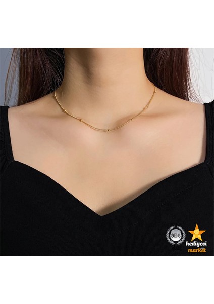 316 L Paslanmaz Gold Dorika Zincir İnce İtalyan Kadın Çelik Kolye 45 cm - HMÇK-0053 fırsatları