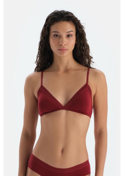 Bordo Basic Üçgen Formlu Soft Sütyen