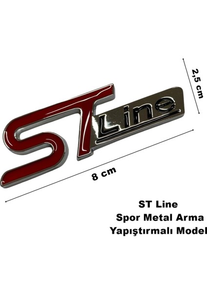 St Line Metal Arma Yapıştırma Spor Kırmızı-Gümüş Arma St Line Yazı Desenli Metal Arma Bagaj Çamurluk fiyatları