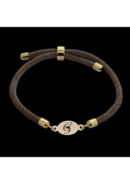 Yuvarlak Figürlü 14 Ayar Altın Plakalı Harf Desenli Bileklik