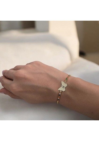 Yuvarlak Figürlü 14 Ayar Altın Plakalı Harf Desenli Bileklik fiyatları