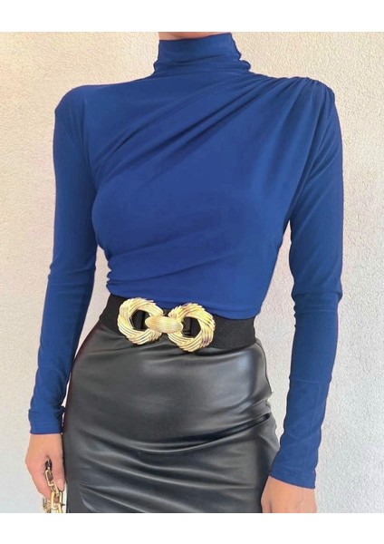 Yarım Boğaz Büzgülü Sandy Bluz