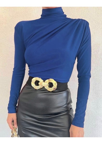 Yarım Boğaz Büzgülü Sandy Bluz modelleri