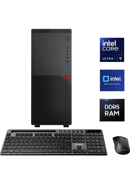 Ultra 9 285K 32GB DDR5 Ram 2TB Gen 4 M.2 NVMe SSD NPU Yapay Zeka Destekli Ofis Hazır Sistem