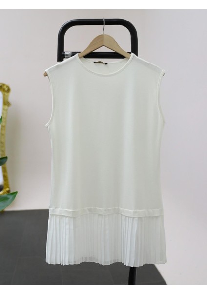 Eteği Tül Detaylı Pliseli Penye Içlik-Ekru fiyatları