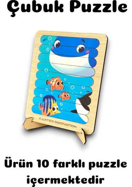 Çubuk Puzzle, 10LU Set Puzzle, Hayvan Puzzle, Hayvan Yapboz, 10LU Yapboz Montessori Oyun