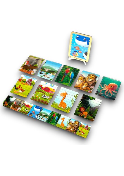 Çubuk Puzzle, 10LU Set Puzzle, Hayvan Puzzle, Hayvan Yapboz, 10LU Yapboz Montessori Oyun fırsatları