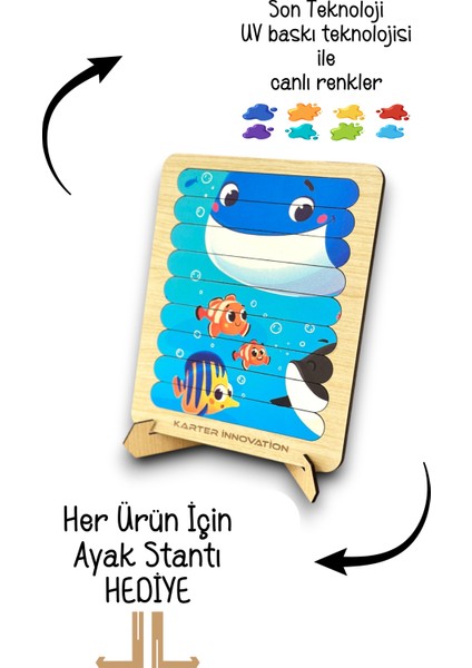 Çubuk Puzzle, 10LU Set Puzzle, Hayvan Puzzle, Hayvan Yapboz, 10LU Yapboz Montessori Oyun