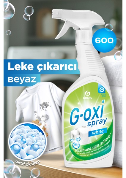 G-Oxi Spray Oksijenli Beyazlatıcı Leke Spreyi 600 ml - Beyaz Çamaşırlar İçin | Şarap, Çimen, Meyve Lekelerine Etkili