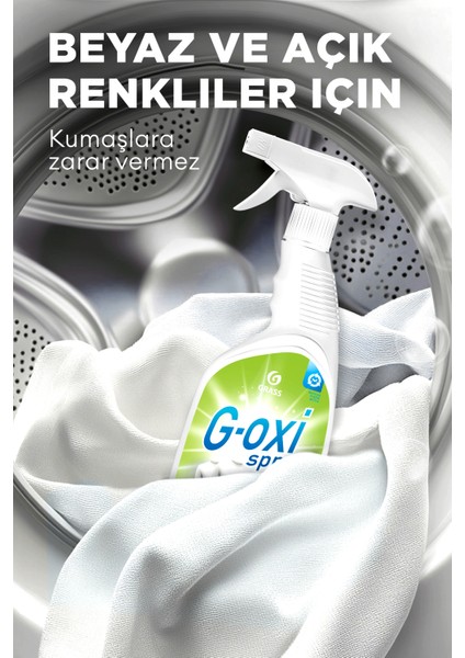 G-Oxi Spray Oksijenli Beyazlatıcı Leke Spreyi 600 ml - Beyaz Çamaşırlar İçin | Şarap, Çimen, Meyve Lekelerine Etkili