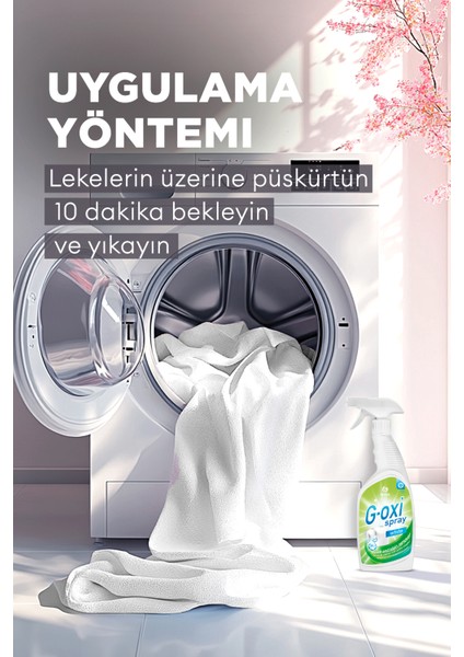 G-Oxi Spray Oksijenli Beyazlatıcı Leke Spreyi 600 ml - Beyaz Çamaşırlar İçin | Şarap, Çimen, Meyve Lekelerine Etkili