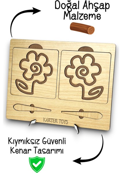 Simetrik Şekiller Çizgi Çalışma Seti, Eğitici Oyuncak, Montessori Eğitim Oyuncak, Motor Zeka Oyun