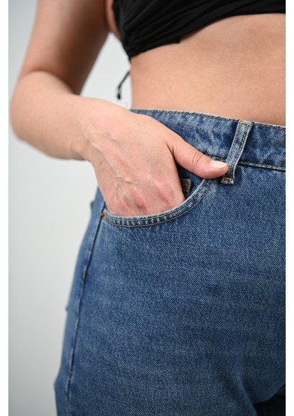 Kadın Büyük Beden Yüksek Bel Mom Jean 4418-25 DPL-968 fırsatları