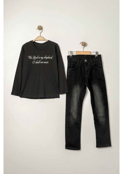 (9-12 Yaş) Çıtçıtlı Keten Gömlekli Erkek Çocuk 3 lü takım - Taba fiyatları