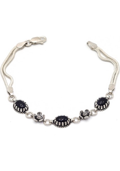 Yıldız Tozu Taşlı Mardin Hasırı Gümüş Kadın Bileklik 201023683