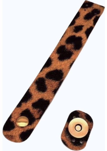 Leopar Deri 18X2.3 cm Çanta Kapağı Light Gold Metalli