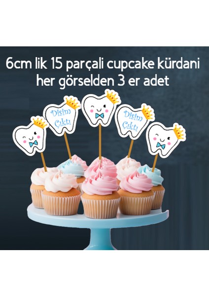 32 Parça Tam Set Ilk Dişim Çıktı Diş Buğdayı Erkek Süs Seti Banner Pasta Kürdanı Cupcake Süsü Seti fırsatları