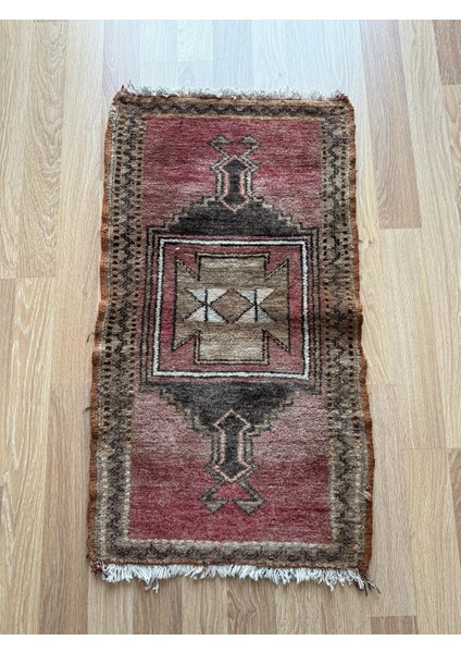 60 x 110 cm El Dokuma Küçük Yolluk, Nostaljik Kilim, Bohem Tarzı Harika El Dokuma Halı, Benzersiz Yolluk