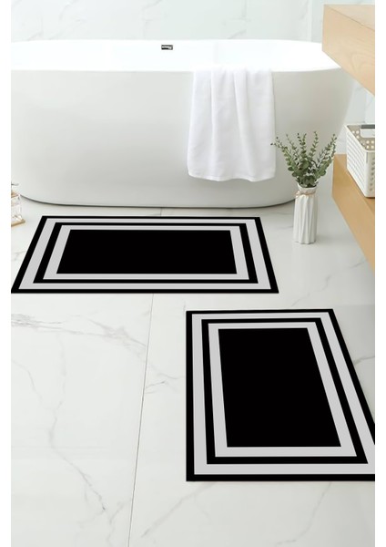60X90 ve 40X60 Kaymaz Tabanlı Ikili Paspas Takımı, Modern Halı Takımı, Kolay Temizlenebilir