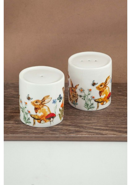 Tavşan Porselen Tuzluk & Karabiberlik