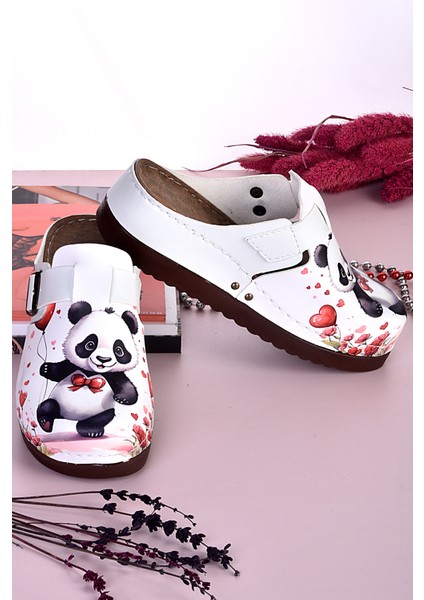 Azizsahinshoes 3035 Balon Tutan Panda Desenli Anatomik Terlik