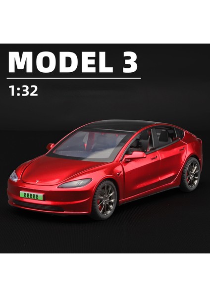 1:32 Tesla Model 3 Simülasyon Alaşım Model Araba Oyuncak Pres Döküm Metal Döküm Ses ve Işık Araba Oyuncakları Araç A941 (Yurt Dışından)