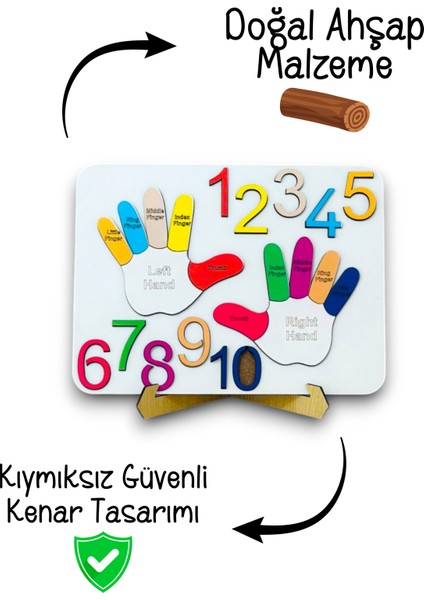 Parmak Puzzle, Rakam Puzzle, Eğitici Oyuncak, Montessori Eğitim Oyuncak, Motor Zeka Oyuncak