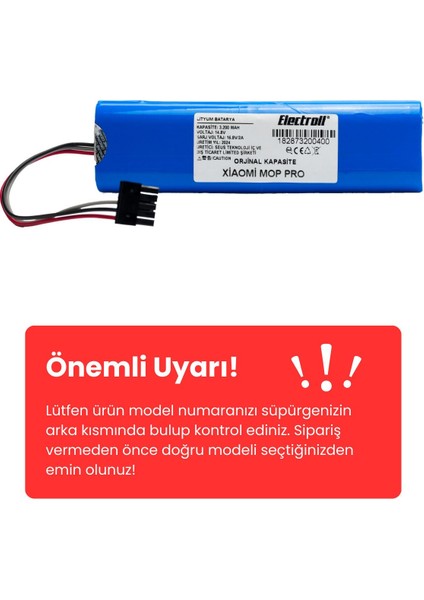Xiaomi Vacuum Mop Pro Batarya Uyumlu (Orjinal Kapasite) 3200MAH Pil Robot Süpürge Bataryası