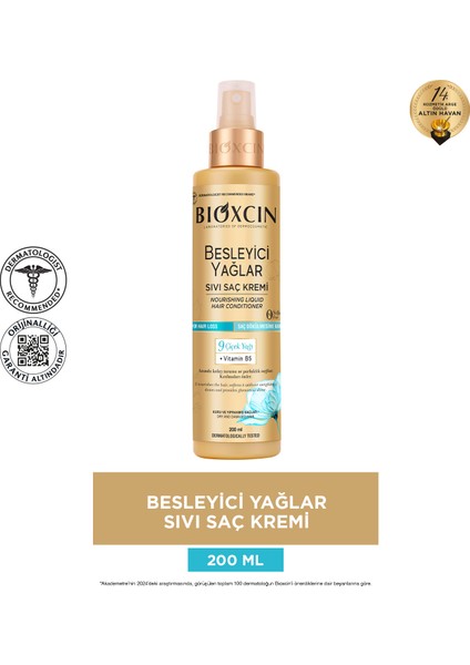 Besleyici Yağlar Sıvı Saç Kremi 200 ml - Sülfatsız, Kuru ve Yıpranmış Saçlar Saç Dökülme Karşıtı