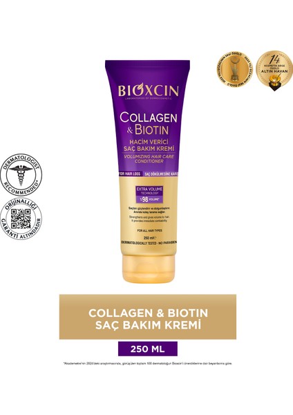 Collagen & Biotin Ekstra Hacim Saç Kremi 250 ml - Kolajen Biotin Ince Seyrek Saçlar