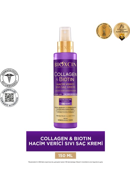 Collagen & Biotin Ekstra Hacim Sıvı Saç Kremi 100 ml - Kolajen Biotin Ince Seyrek Saçlar
