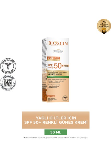 Sun Care Yağlı Ciltler İçin Spf 50 Çok Yüksek Korumalı Renkli Güneş Kremi 50 Ml