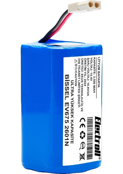 Bissell EV675 2601N Uyumlu Batarya (Ultra Yüksek Kapasite) 3500MAH Pil Robot Süpürge Bataryası