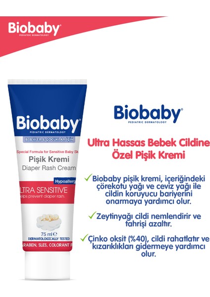 Bebek Pişik Kremi %40 Çinko 75 gr - Organik Kır Iğdesi Yağı Ve Zeytinyağı Içerir