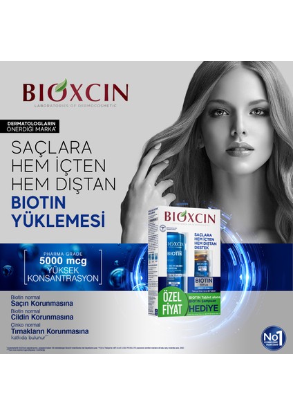 Biotin 5000 mg + Çinko 15 mg 60 Tablet + 300 ml Şampuan Hediyeli