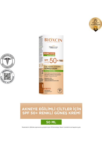 Suncare Acnium Tinted SPF50 Güneş Kremi 50 ml