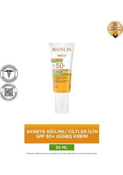 Spf 50+ Güneş Kremi 50 ml Akneye Eğilimli Cilt