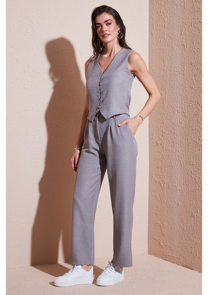 Regular Fit Bol Paça Yelekli Takım Bayan TAKIM 67045162S4
