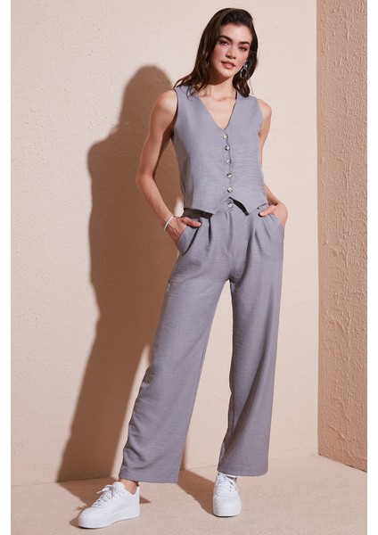 Regular Fit Bol Paça Yelekli Takım Bayan TAKIM 67045162S4
