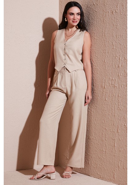 Regular Fit Bol Paça Yelekli Takım Bayan TAKIM 67045162S4