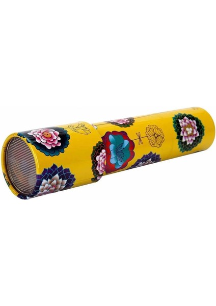 Metal Kalideskop Çiçek Dürbünü Kaleydeskop Sarı 14CM