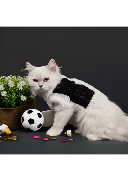 Kedi Köpek için Siyah Beyaz Yün Kazak