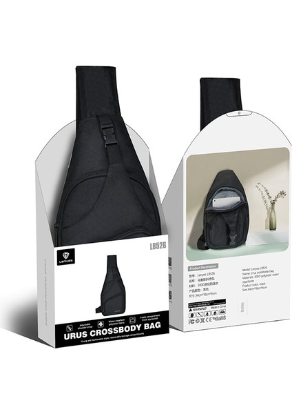 Omuz Askılı Çapraz Vücut Çantası Lenyes LB526 Urus Serisi Su Geçirmez Polyester Kumaş Siyah indirimleri