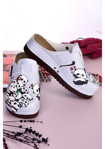 3047 Panda Sürüsü Desenli Anatomik Terlik