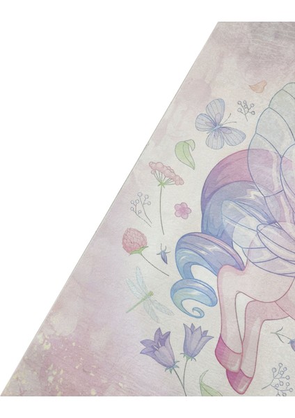 Çocuk Odası Halısı Unicorn Desenli Pembe Mor Dijital Baskı Kaymaz Makinede Yıkanabilir Kız Oyun Halı