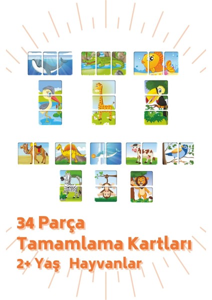 3'lü Set 2+Yaş Eşleştirme Oyunu Sayılar ve Hayvanlar, Tamamlama Kartları Toplam 78 Parça fiyatları