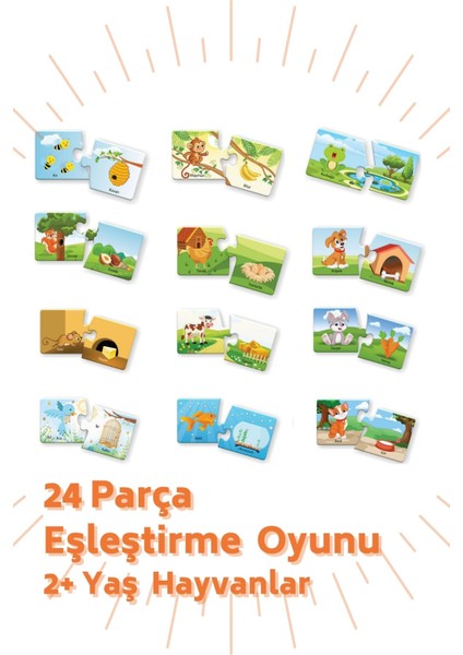 3'lü Set 2+Yaş Eşleştirme Oyunu Sayılar ve Hayvanlar, Tamamlama Kartları Toplam 78 Parça modelleri